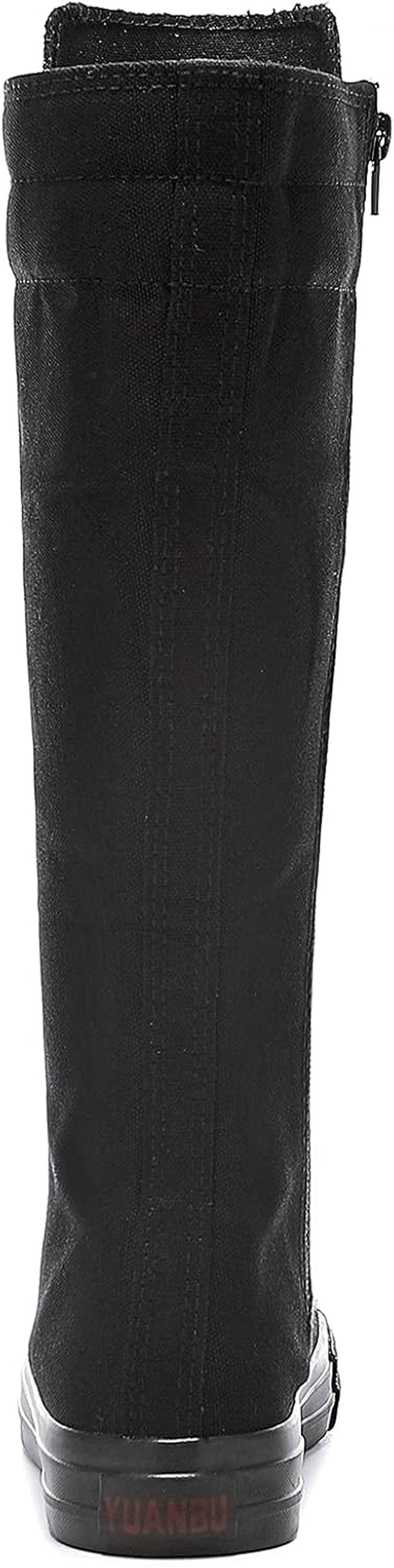 Midnight Riot Canvas Knee Boots – Lace-Up Zip High-Top