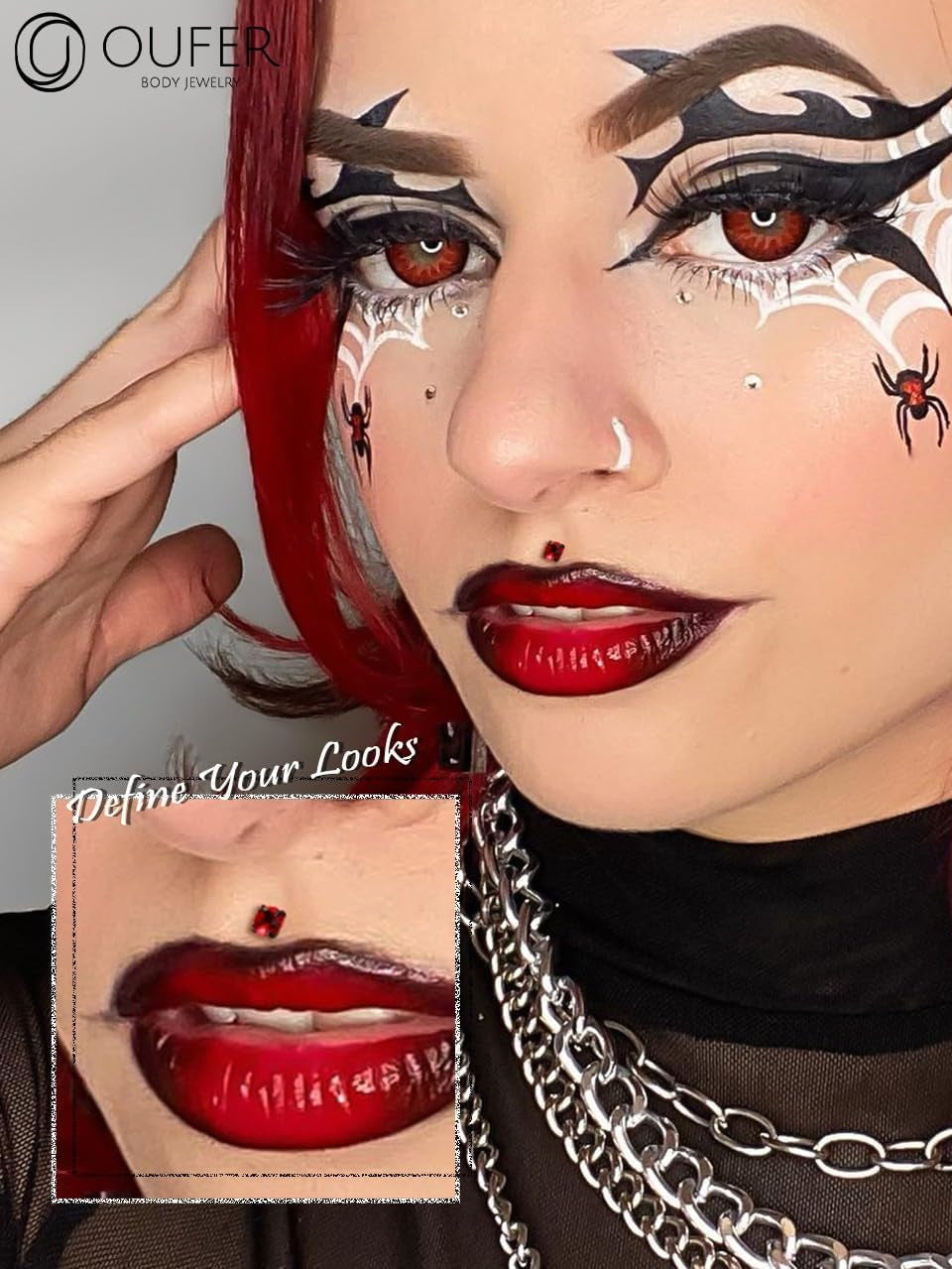 16G Lip Rings, 316L Stainless Steel Lip Piercing Jewelry, Internally Threaded Spider Labret Lip Jewelry, Helix Piercing Jewelry, Lip Rings for Women Men