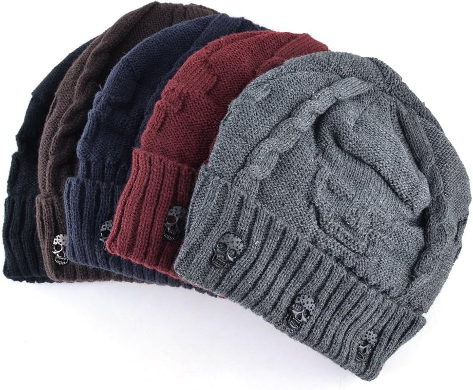Unisex Men Women Skull Knitted Beanie Hats Cap for Winter Toboggan Hat