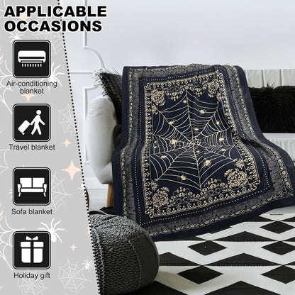 Victorian Spider Web Goth Throw Blanket