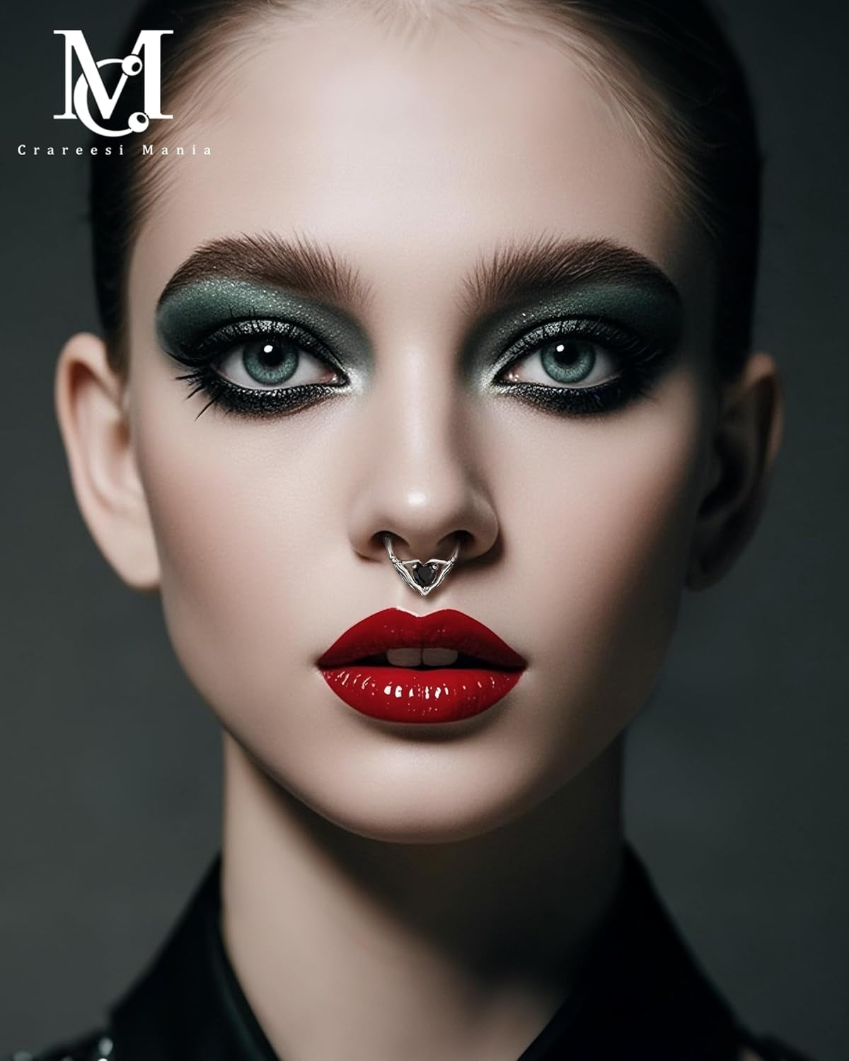 Skeleton Hand Septum Ring 316L Surgical Steel Septum Piercing Jewelry 16G Heart CZ Daith Earrings 10Mm Gothic Helix Cartilage Piercing Jewelry for Halloween