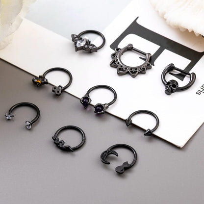 9 PCS 16G Stainless Steel Horseshoe Septum Rings for Women Cartilage Helix Tragus Earrings Daith Earrings Hoop Snake Bat Gothic Piercing Jewelry