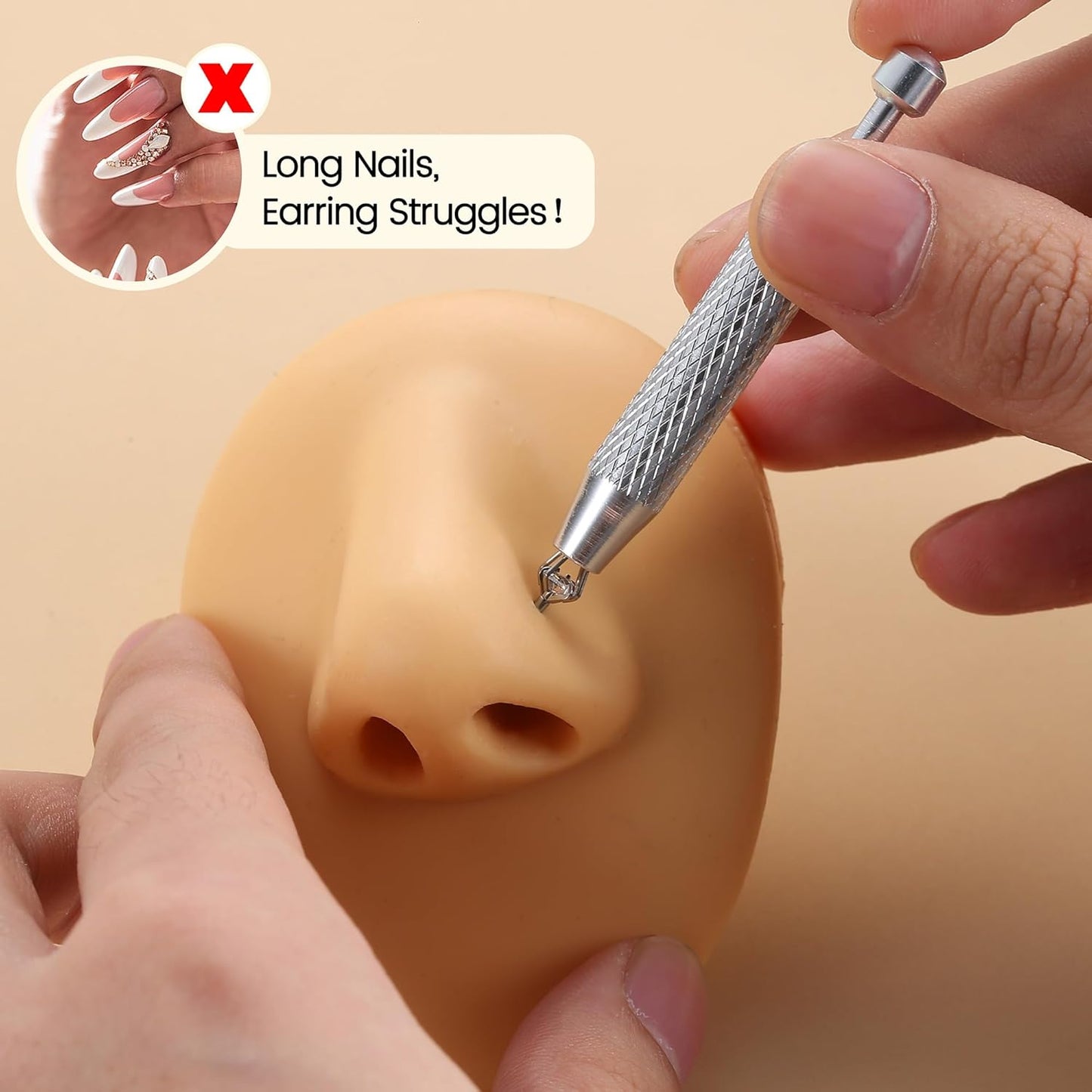 Noctura Threadless Insertion Kit — Flat-Back Applicator (16G/18G Surgical Steel)