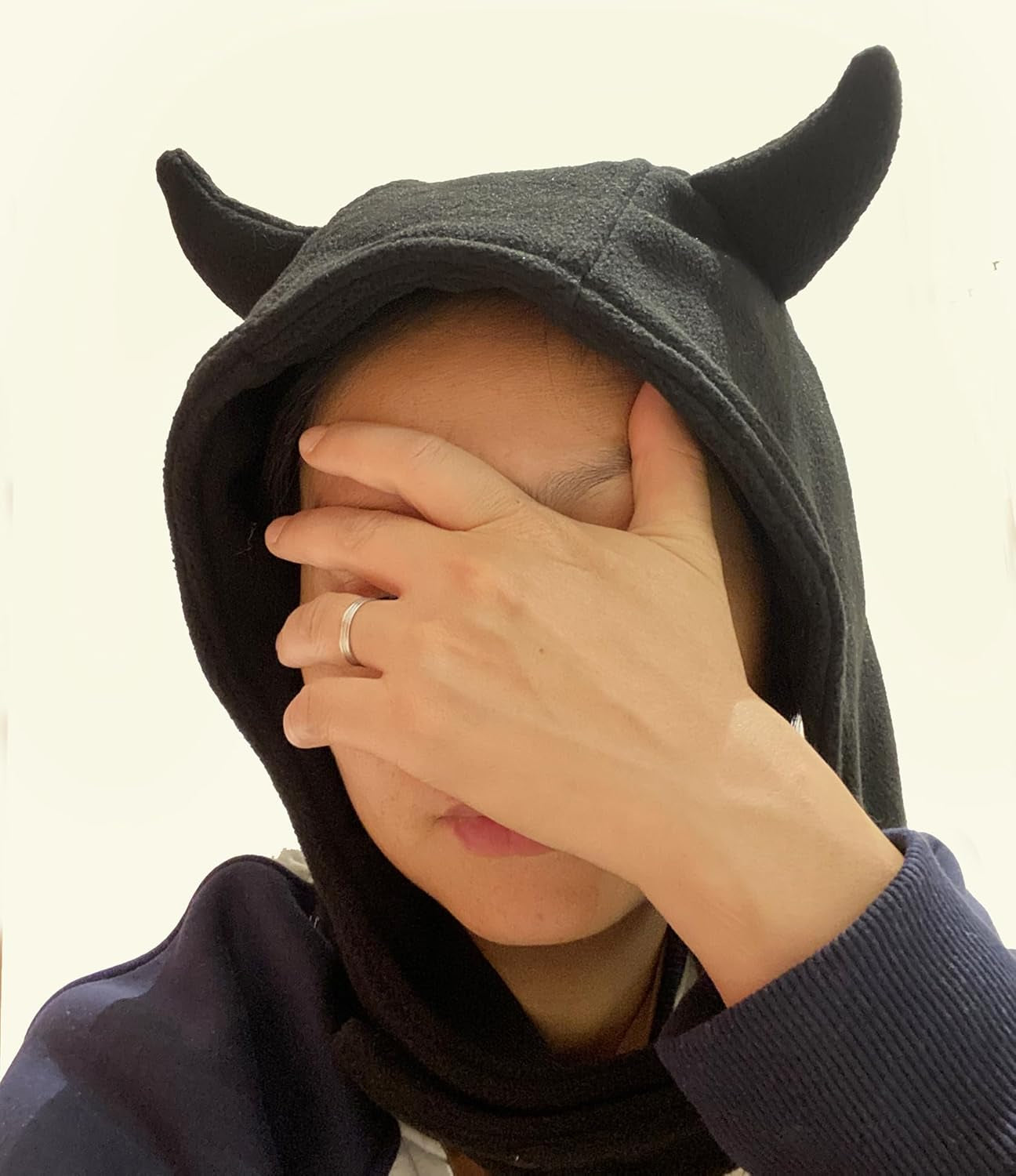 Womens Winter Hat Warm Fleece Y2K Beanies Cute Windproof Devil'S Horn Hats Pullover Fuzzy Beanie Gothic Adjustable Black