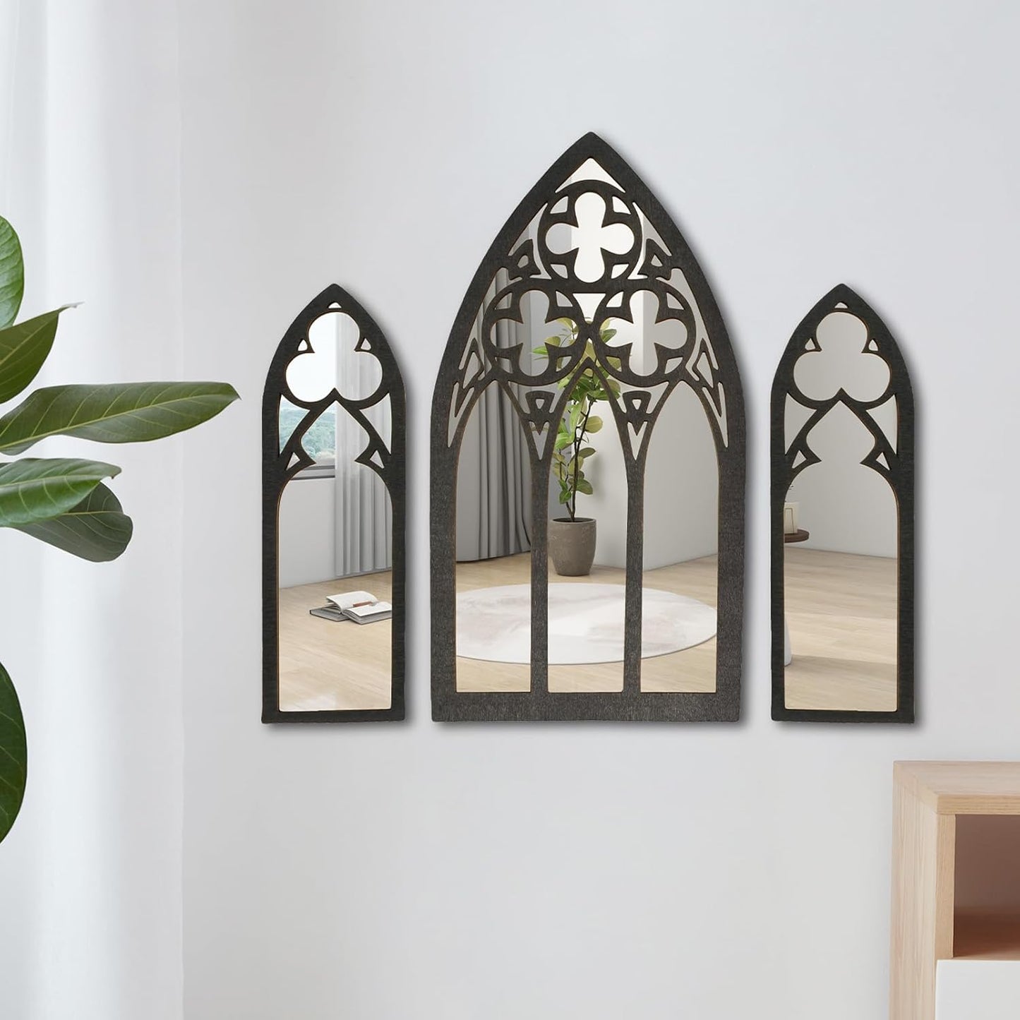 3-Pack Gothic Arched Wall Mirrors