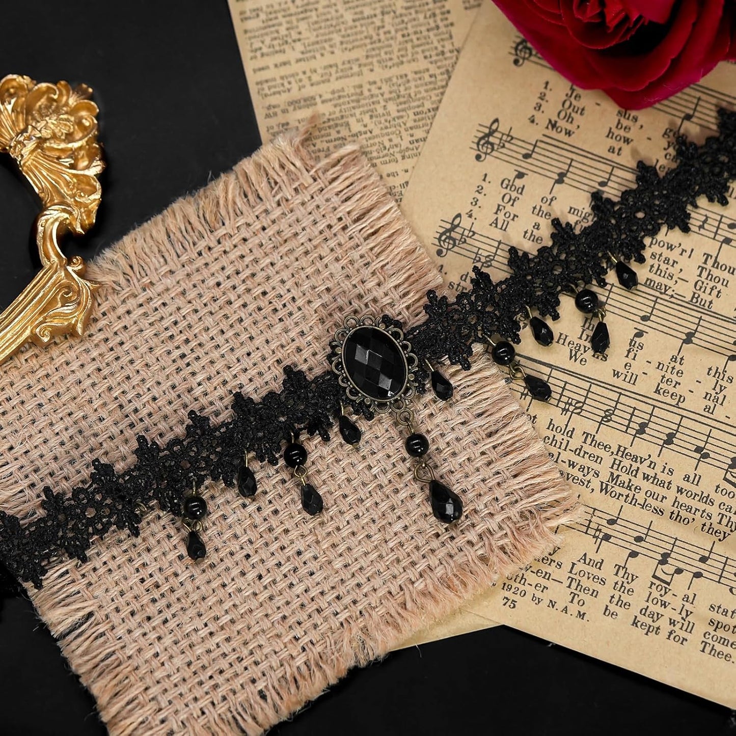 Gothic Velvet Lace Choker – Crystal Relic