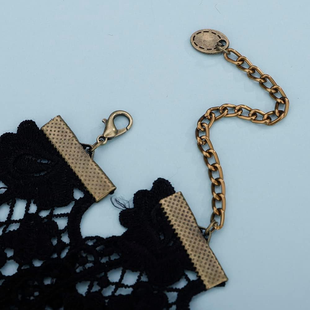 Black Lace Choker Necklace Lace Gothic Choker with Crystal for Women for Halloween Weeding Costume Party Prom Vampire (Style 1) Noctura