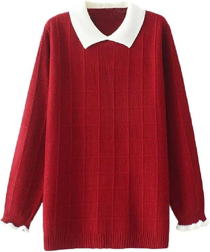 Pan Collar Knitted Sweater – Casual Gothic Pullover