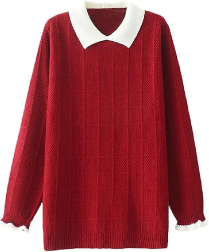 Pan Collar Knitted Sweater – Casual Gothic Pullover