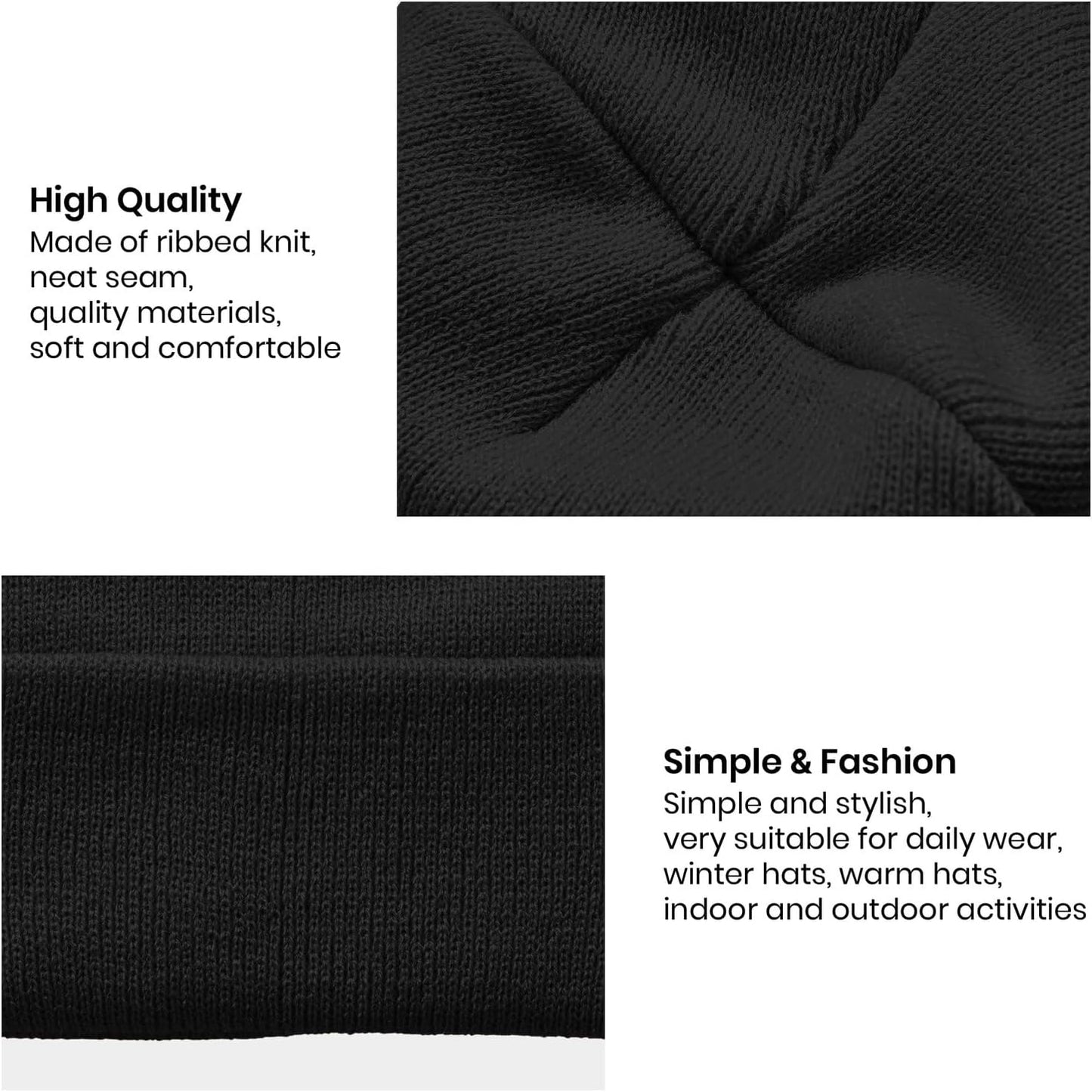 Spooky Horror Devil Horned Embroidery Beanie Knit Hat for Men Women, Casual Skull Knit Cap