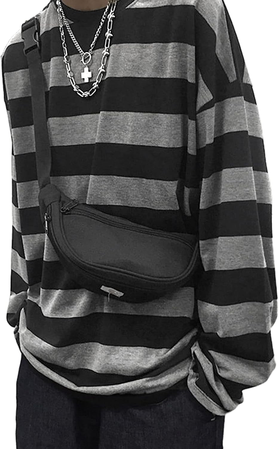 Harajuku Oversized Stripe Tee – Casual Crewneck