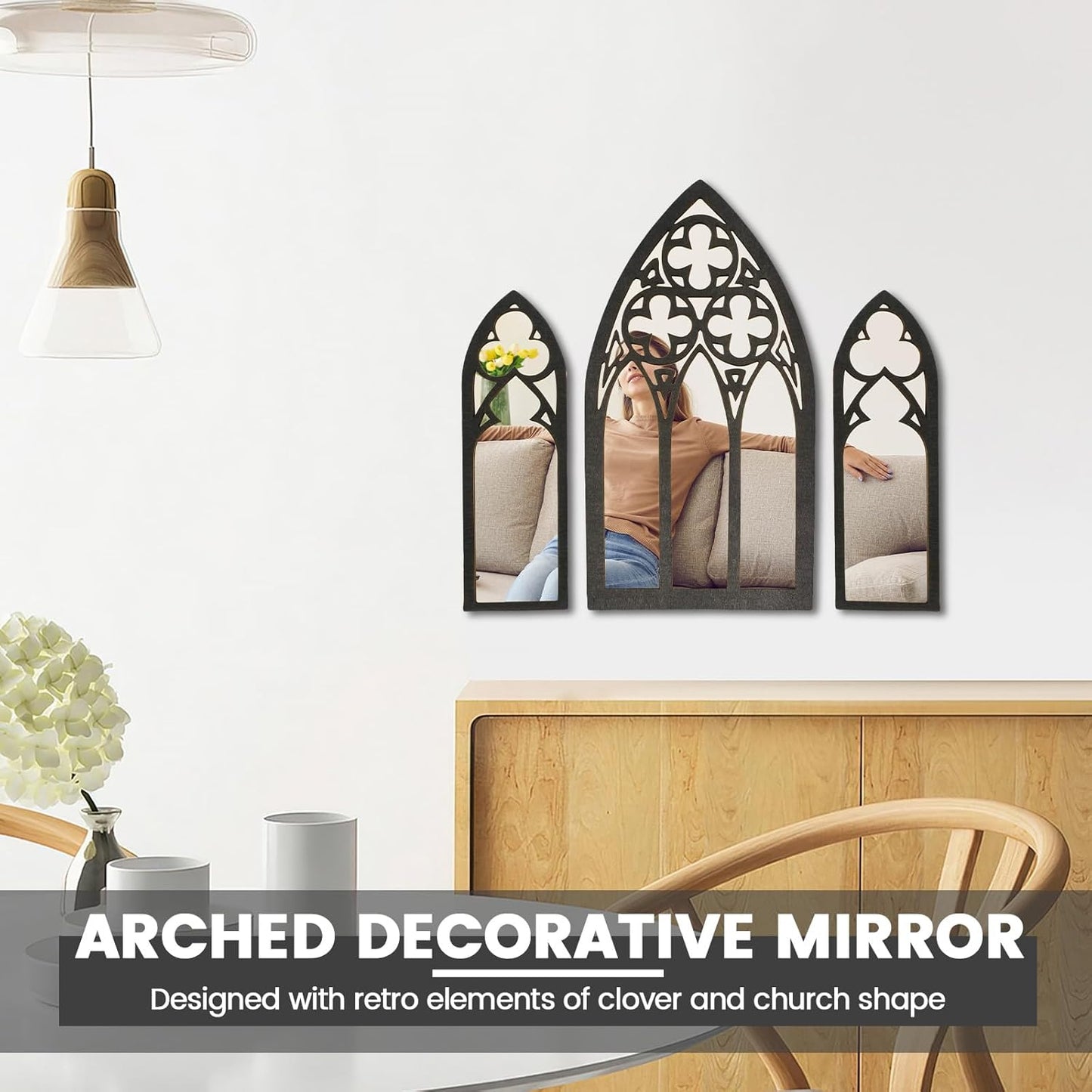 3-Pack Gothic Arched Wall Mirrors