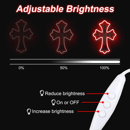 Blood Rite Cross Neon Mirror – Y2K Gothic Wall Light ✝️🩸