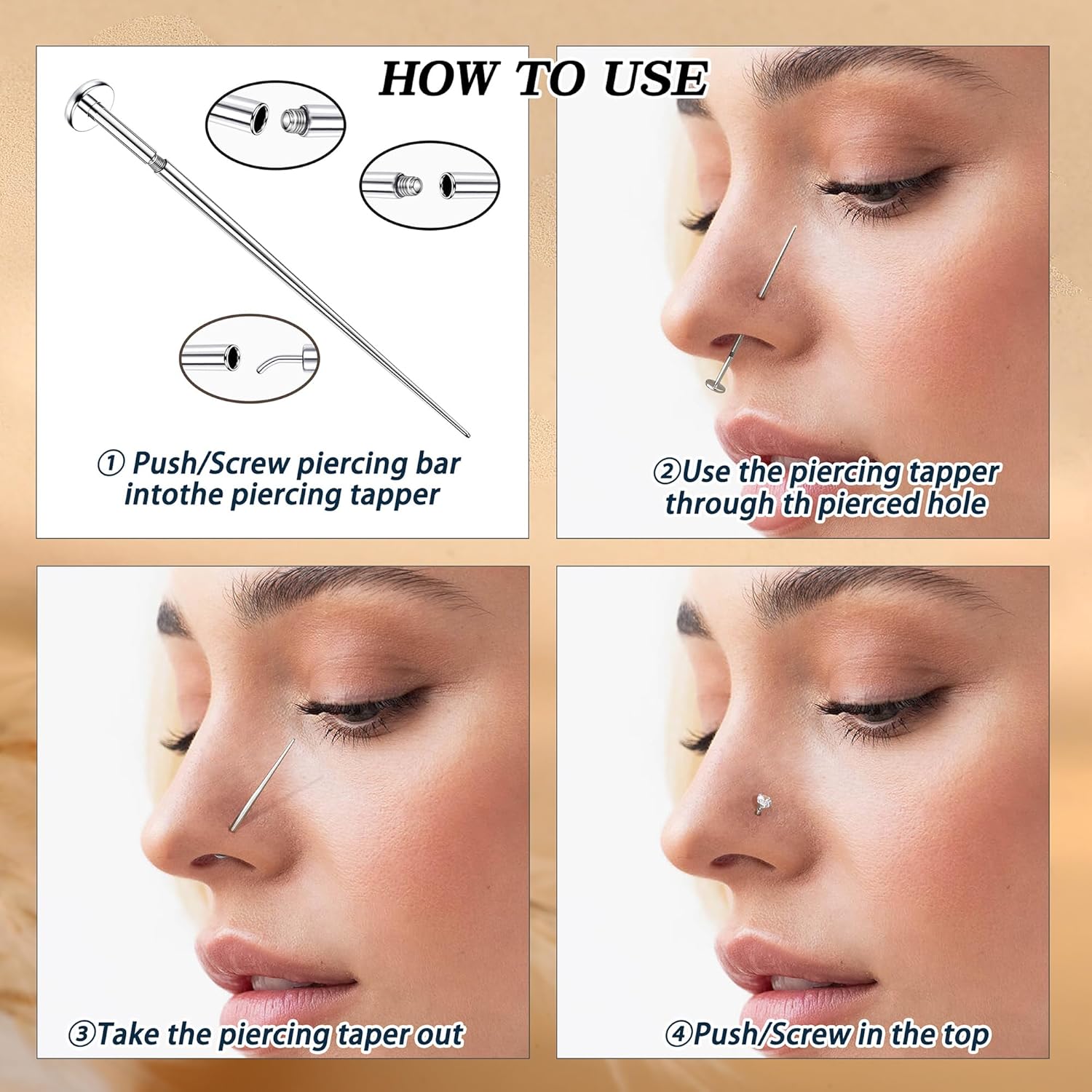 Noctura Threadless Insertion Kit — Flat-Back Applicator (16G/18G Surgical Steel)