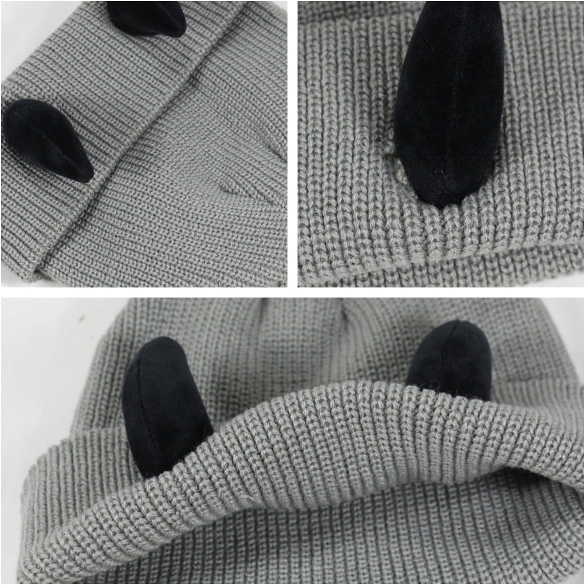 Womens Halloween Devil Horn Hat Skull Hat Warm Knitted Winter Beanie Cuffed Funny Alt Emo Scene Cap Y2K Accessories