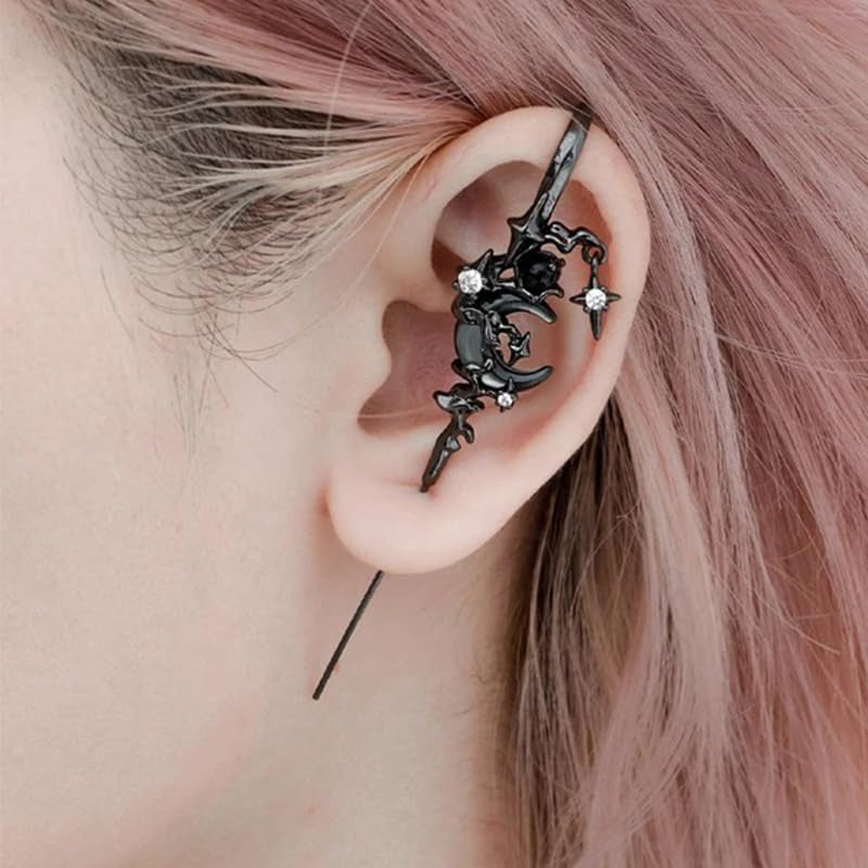 Myth of the Moon Ear Hook Earrings Goth Sword Earrings Punk Moon Needle Piercing Earring Star Earrings Halloween Jewelry