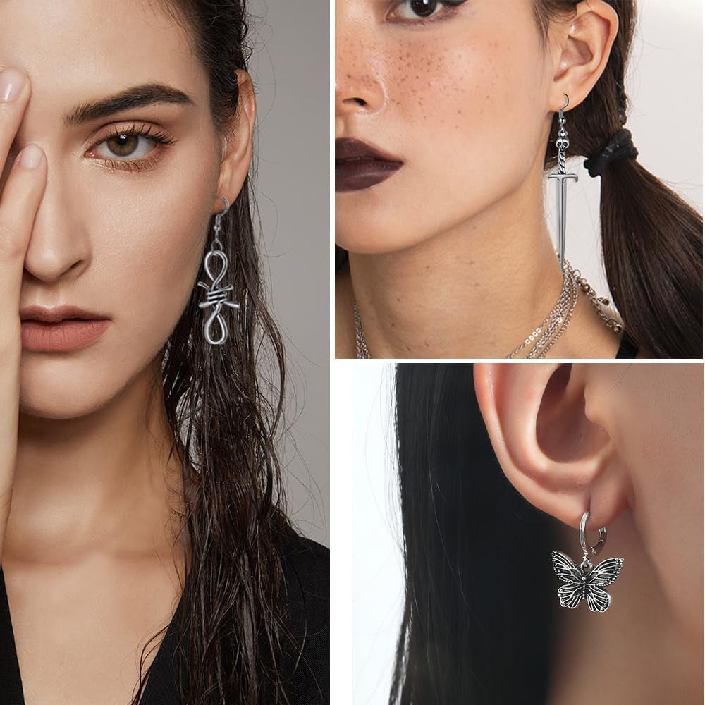 Gothic Earrings Set – Serpent & Dagger