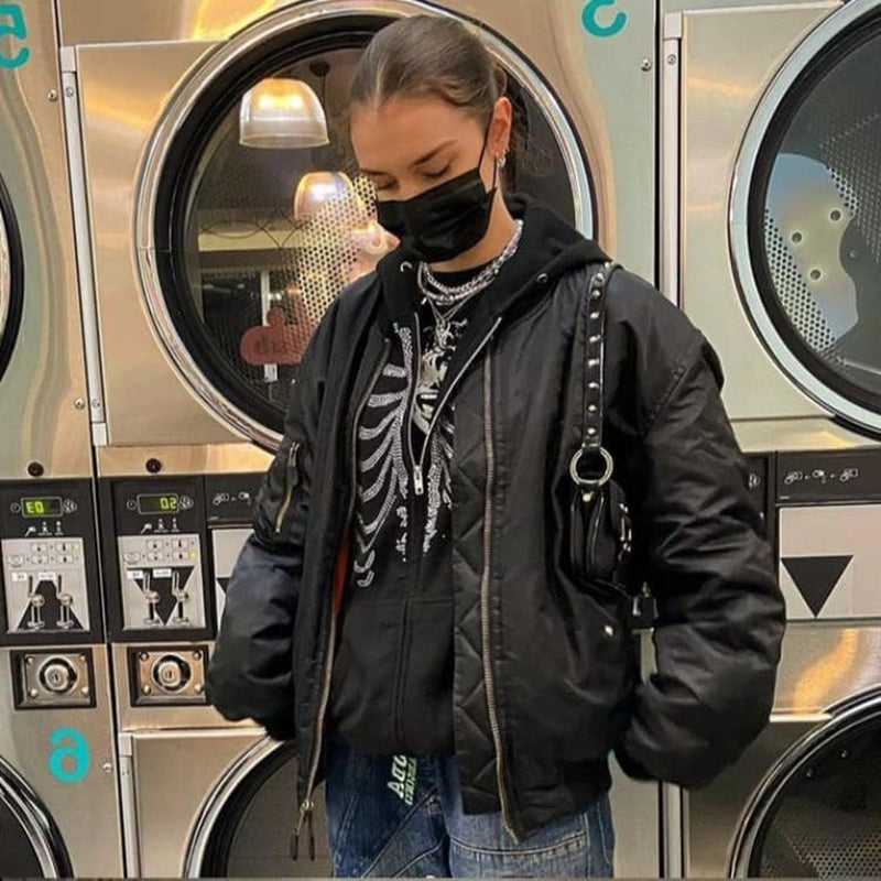 Women’s Skeleton Rhinestone Zip Hoodie 🦴