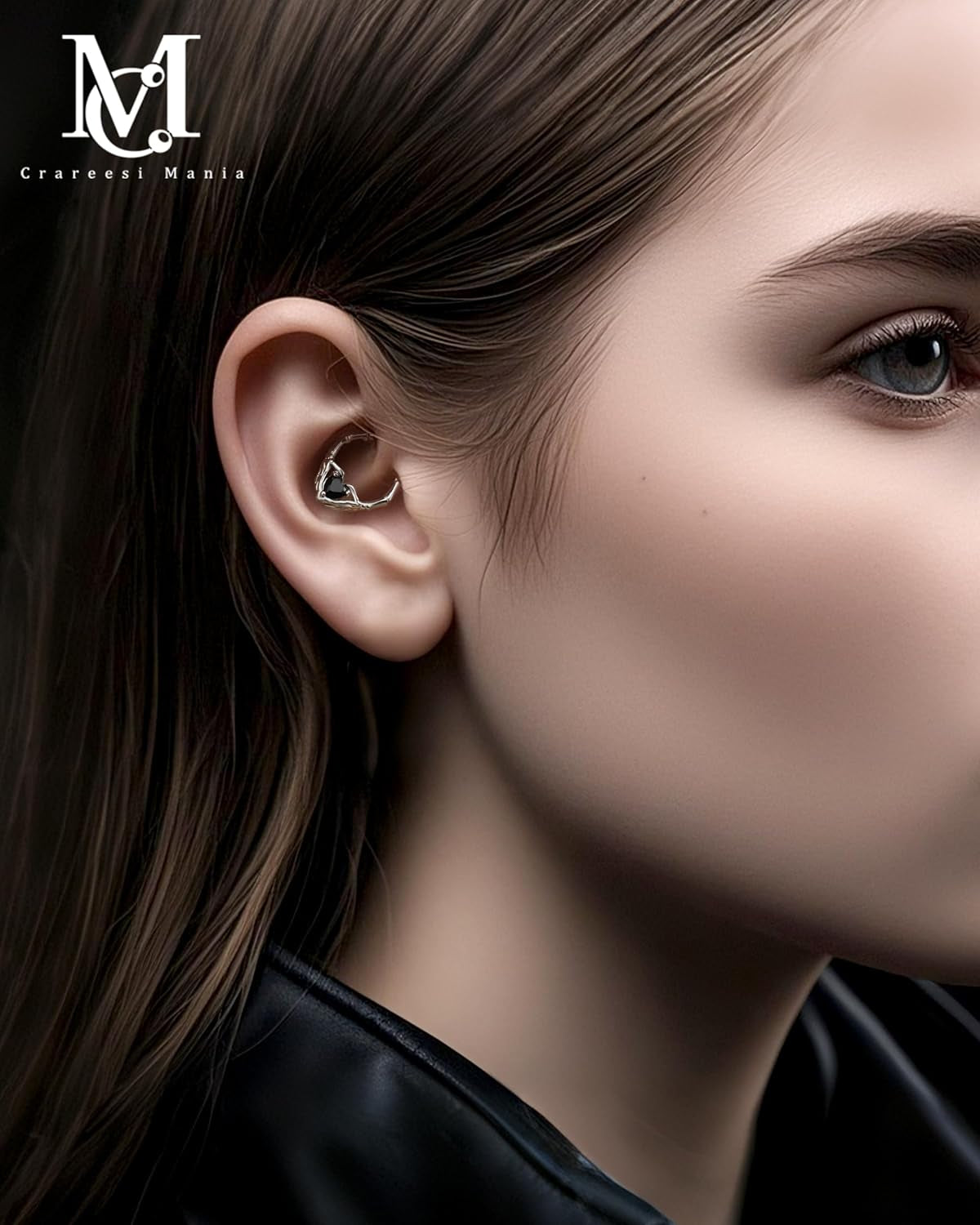 Skeleton Hand Septum Ring 316L Surgical Steel Septum Piercing Jewelry 16G Heart CZ Daith Earrings 10Mm Gothic Helix Cartilage Piercing Jewelry for Halloween