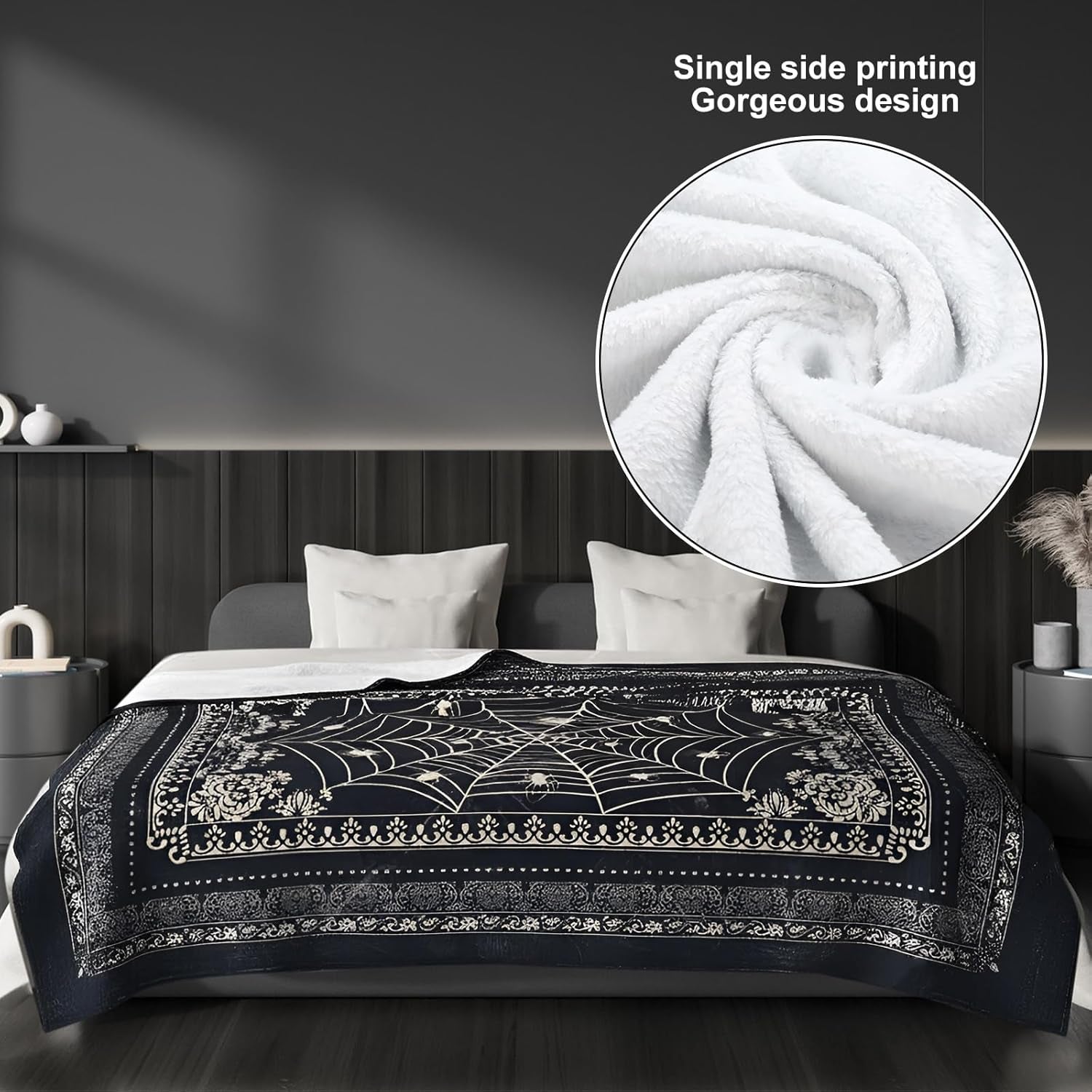 Victorian Spider Web Goth Throw Blanket