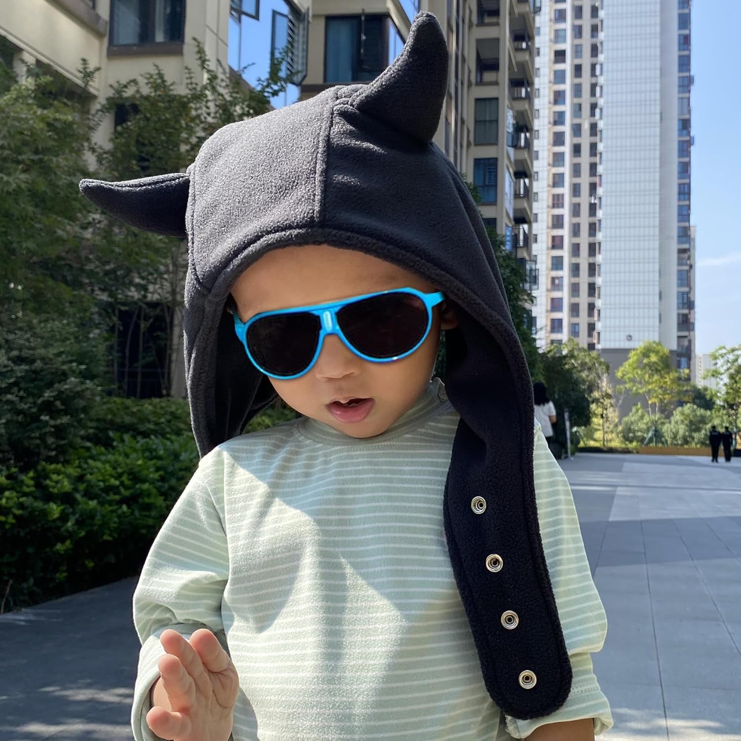 Womens Winter Hat Warm Fleece Y2K Beanies Cute Windproof Devil'S Horn Hats Pullover Fuzzy Beanie Gothic Adjustable Black