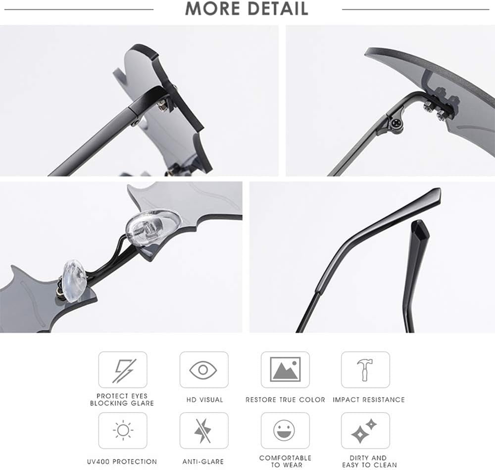 Rimless Bat Sunglasses – UV400