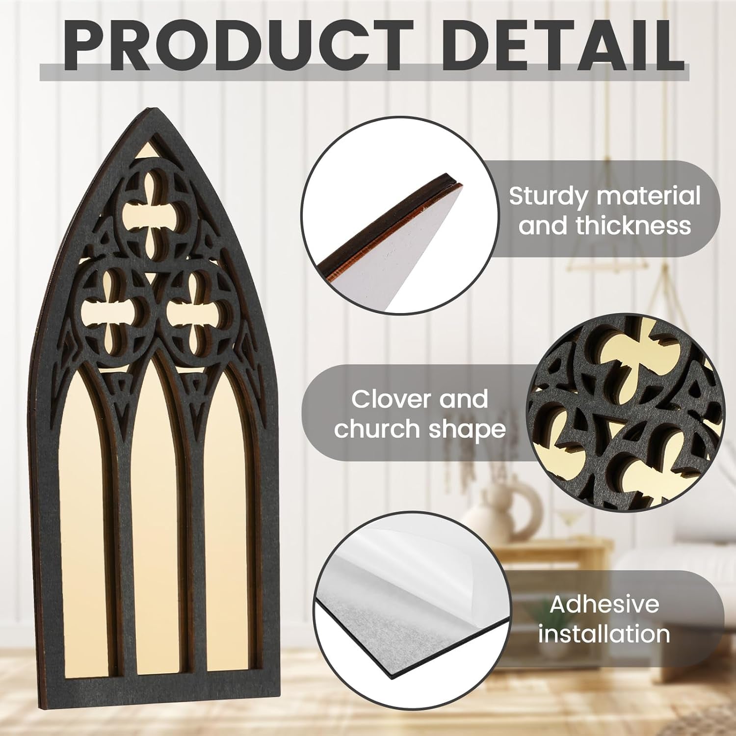 3-Pack Gothic Arched Wall Mirrors