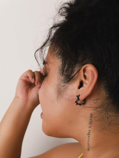 Huggie Hoop Spike Heart Earrings, Gothic Punk Grunge Emo Y2K Earrings, Goth Jewelry, Christmas Jewelry Gift for Women