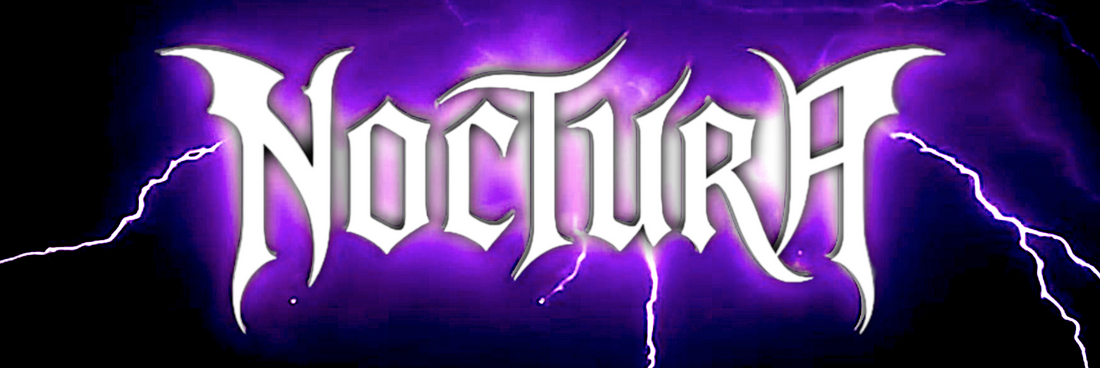 Logo with the word 'Noctura' in stylized text against a dark background with lightning effects.