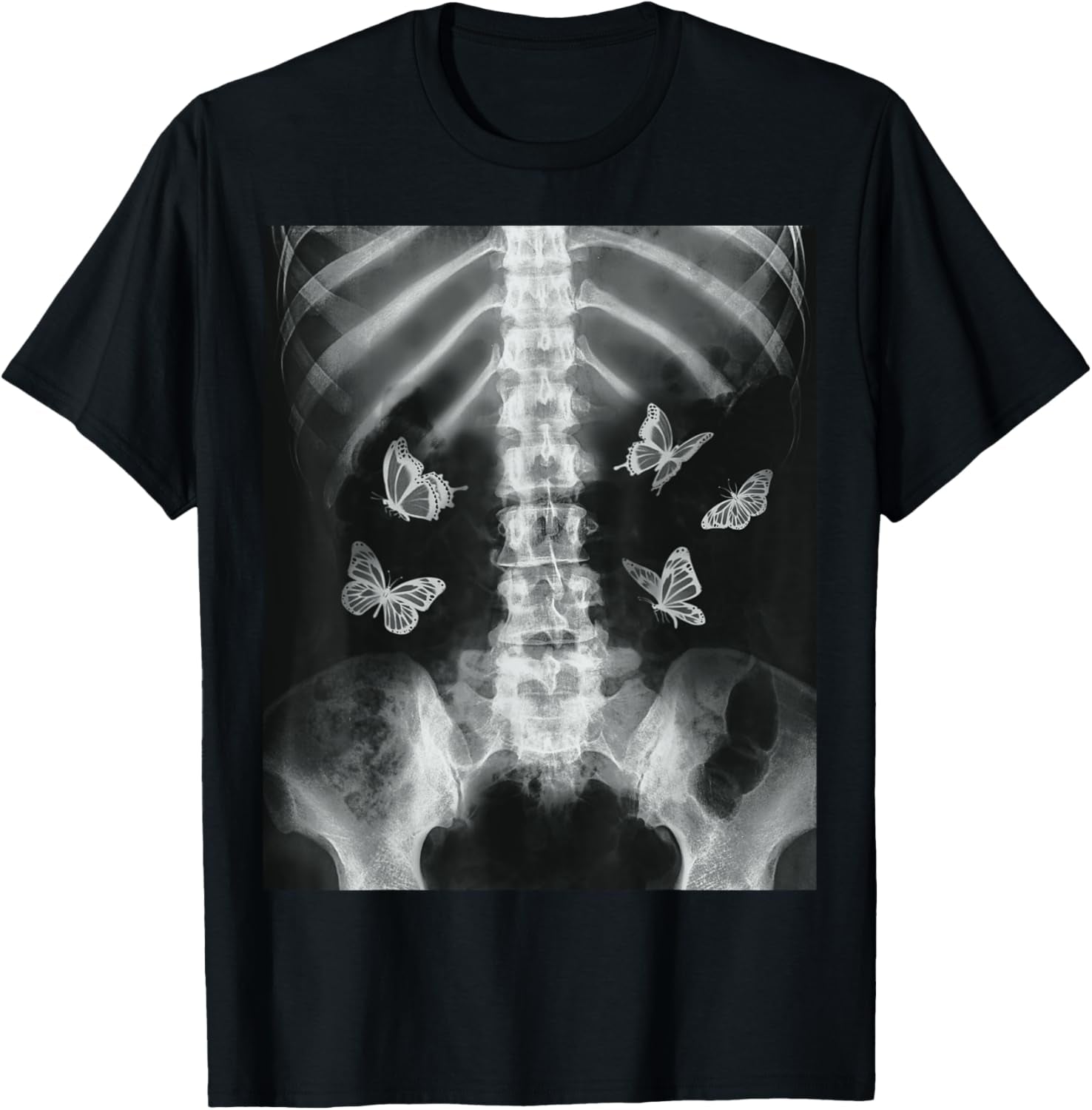 Egirl Skeleton Xray Butterfly Harajuku Y2K Dark Edgy Grunge T-Shirt