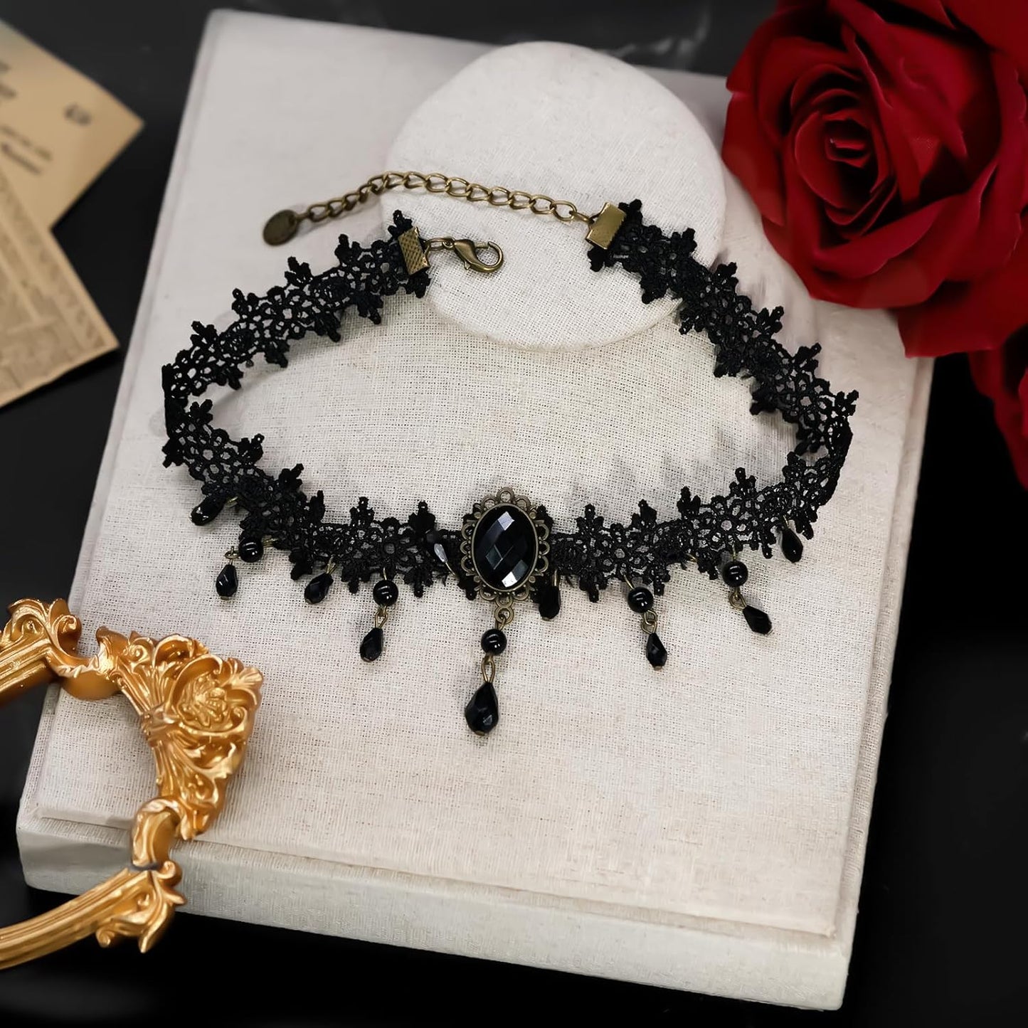 Gothic Velvet Lace Choker – Crystal Relic