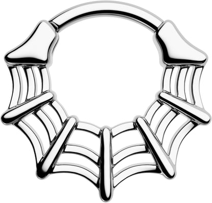 16G Septum Ring Spider Web Halloween Septum Nose Rings Silver Black Daith Earrings for Women 316L Stainless Steel Daith Piercing Jewelry