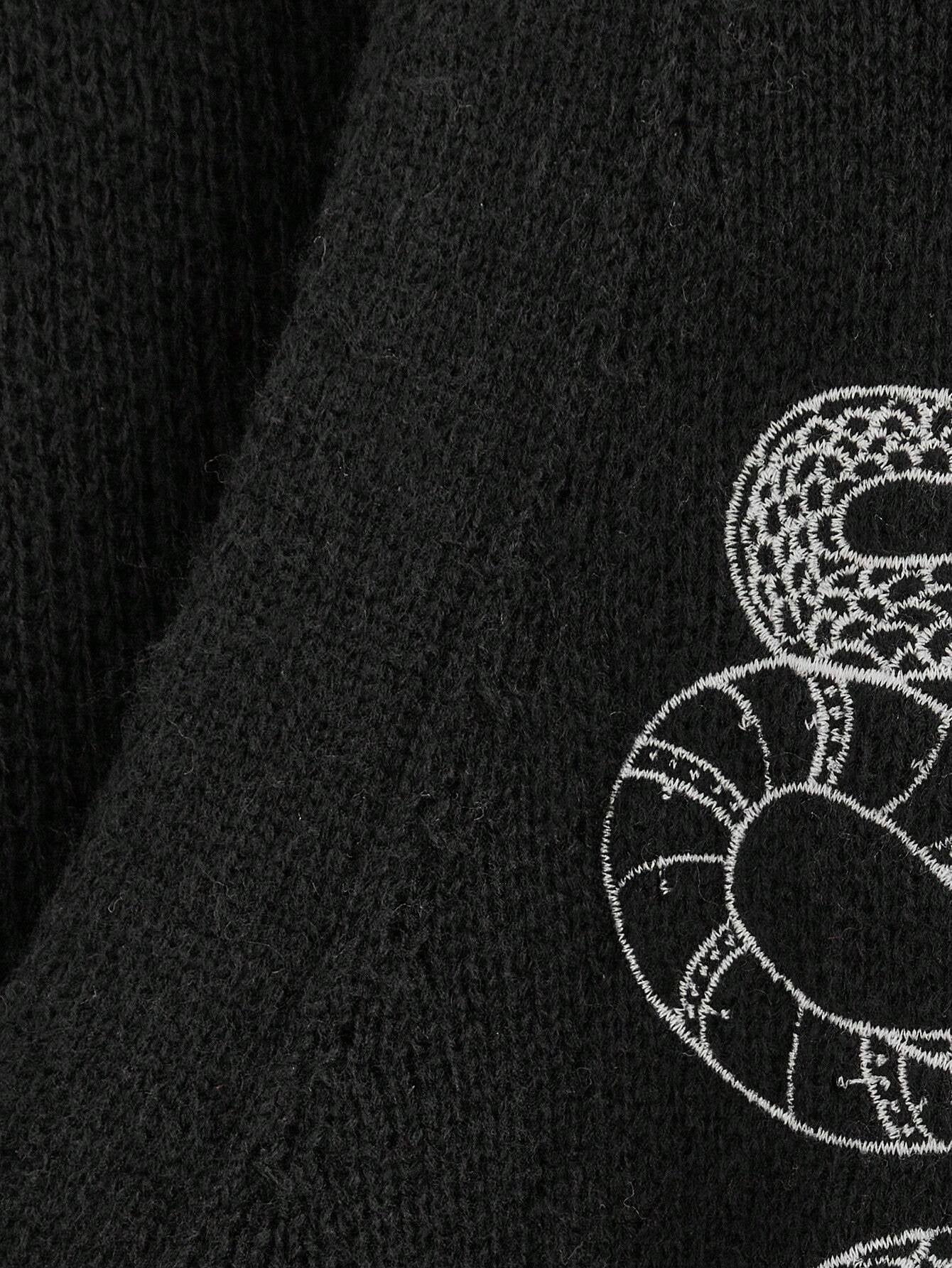Snake & Moon Embroidered V-Neck Cardigan - Noctura