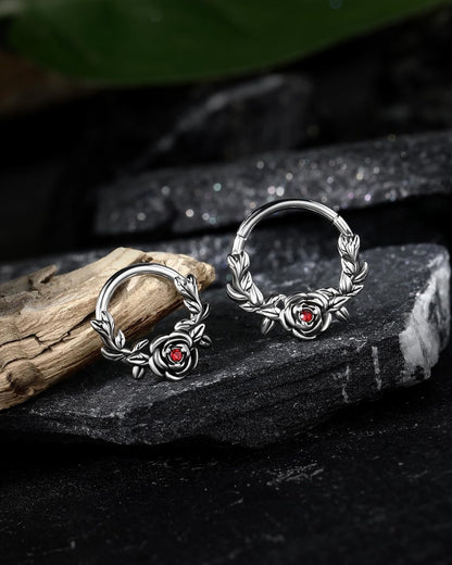 Halloween Cartilage Hoop Rose Hinged Segment Rings Gothic Septum Rings 16G Daith Piercing Jewelry Helix Tragus Piercing Jewelry for Women Men