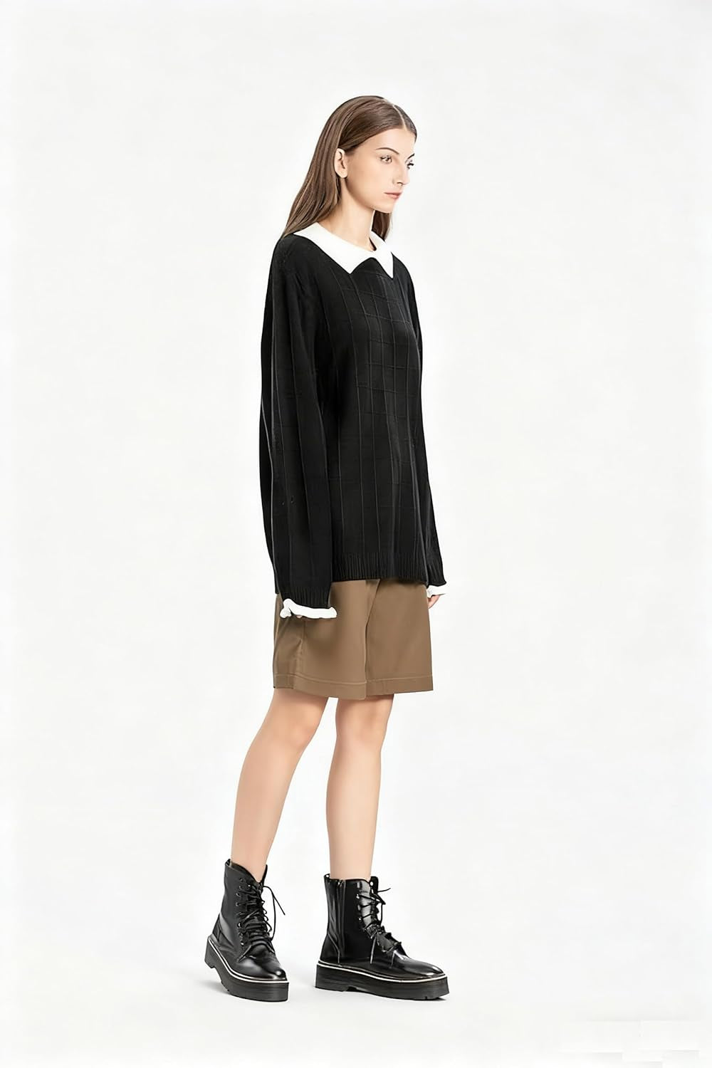 Pan Collar Knitted Sweater – Casual Gothic Pullover