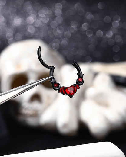 16G Halloween Septum Rings 316L Surgical Steel Septum Jewelry Heart Black Daith Helix Tragus Piercing Jewelry Cartilage Hoop Earrings for Women Men