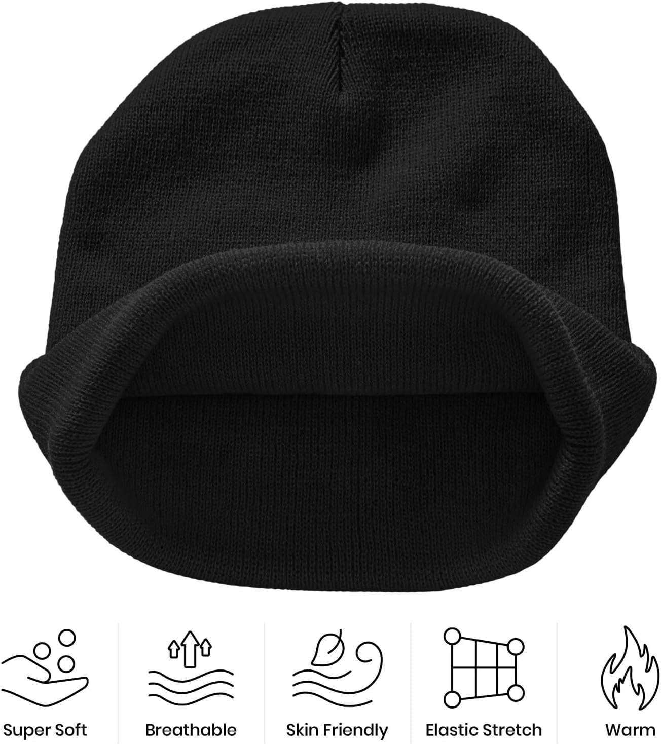 Moon Embroidery Beanie Knit Hat for Men Women, Casual Skull Knit Cap