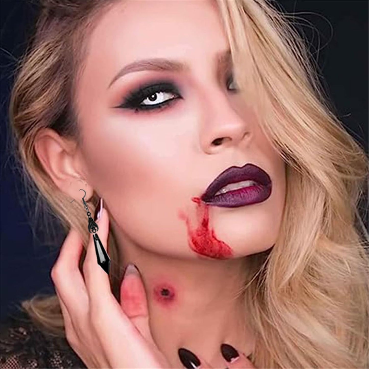 Gothic Dark Bat Necklace Earrings Set for Women Girls Retro Punk Red Black Arrows Crystal Gems Bat Earrings Witch Bat Earrings Halloween Vampire Costumes Jewelry Gifts