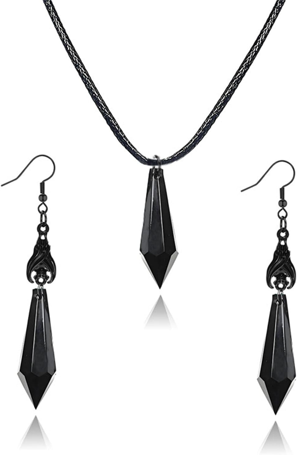 Gothic Dark Bat Necklace Earrings Set for Women Girls Retro Punk Red Black Arrows Crystal Gems Bat Earrings Witch Bat Earrings Halloween Vampire Costumes Jewelry Gifts