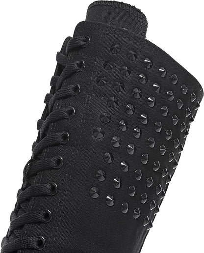 Long Rivet Knee High Canvas Boots Punk Style for Women & Girls
