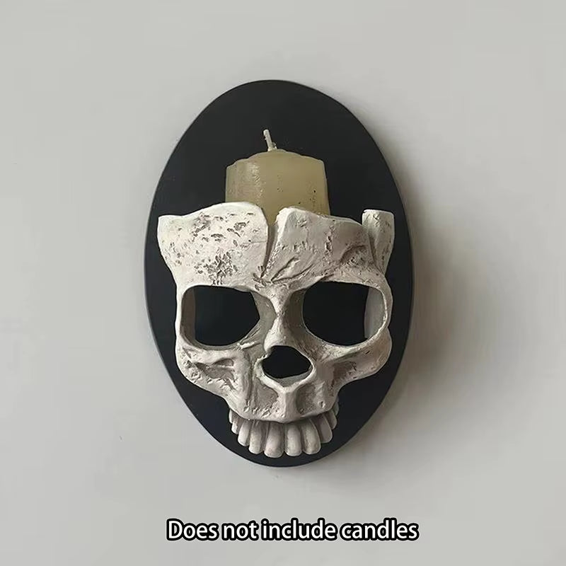 Skull Candle Wall Holder – Gothic Skeleton Candlestick Decor