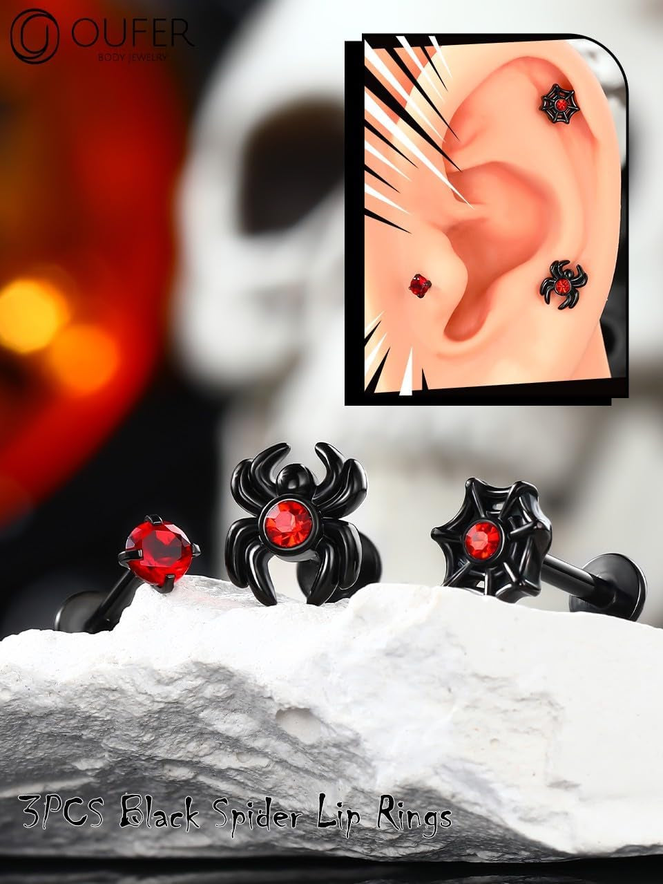 16G Lip Rings, 316L Stainless Steel Lip Piercing Jewelry, Internally Threaded Spider Labret Lip Jewelry, Helix Piercing Jewelry, Lip Rings for Women Men