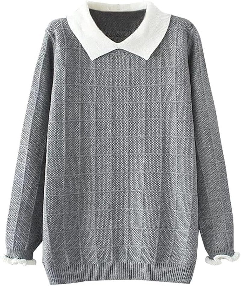 Pan Collar Knitted Sweater – Casual Gothic Pullover