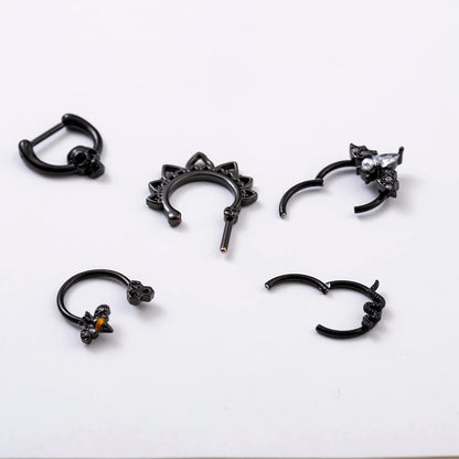 9 PCS 16G Stainless Steel Horseshoe Septum Rings for Women Cartilage Helix Tragus Earrings Daith Earrings Hoop Snake Bat Gothic Piercing Jewelry