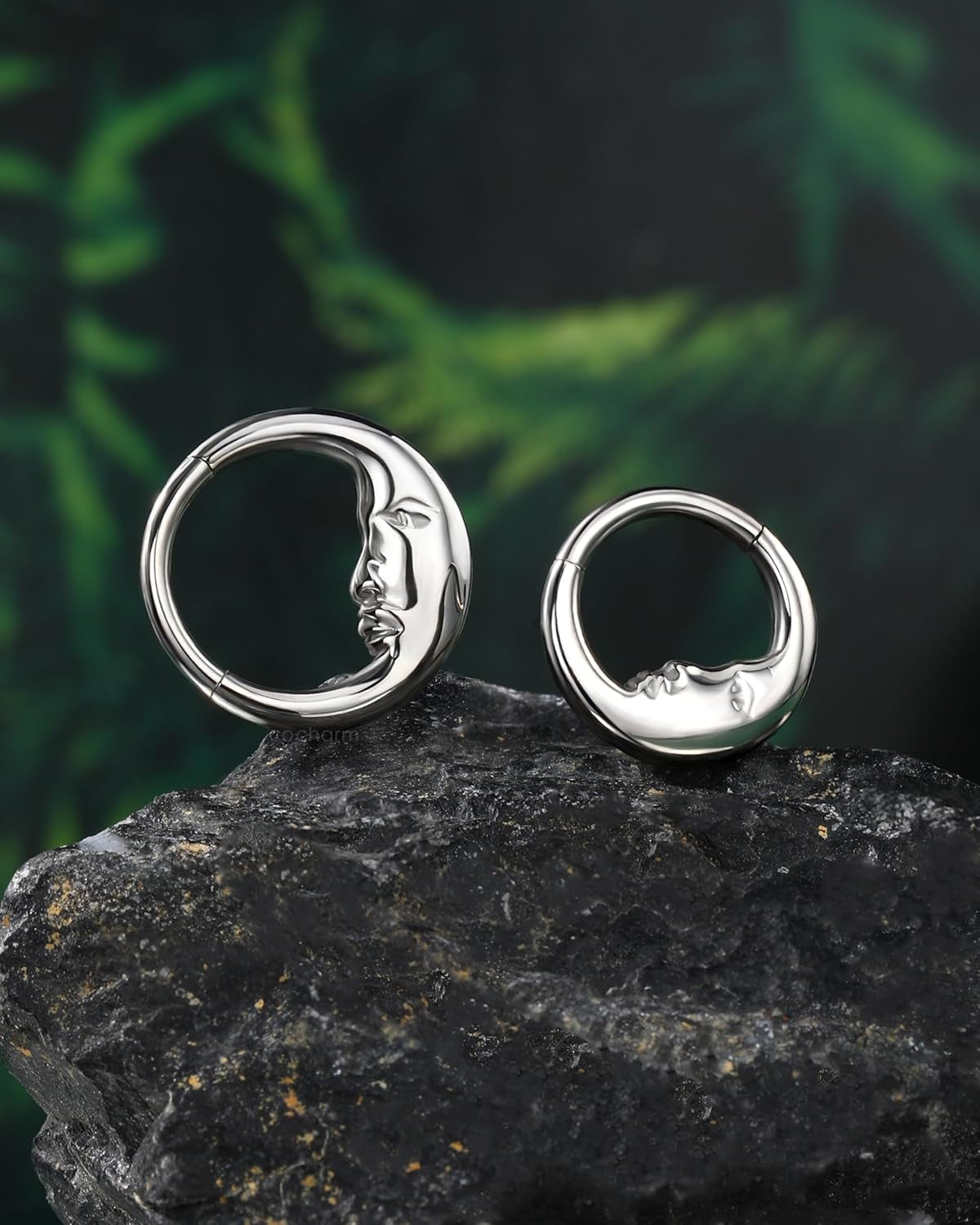 Moon Face G23 Solid Titanium Septum Ring 16G Silver Septum Jewelry Dainty Helix Daith Earrings for Women Daith Piercing Jewelry 8/10MM