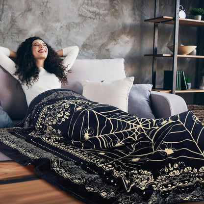 Victorian Spider Web Goth Throw Blanket