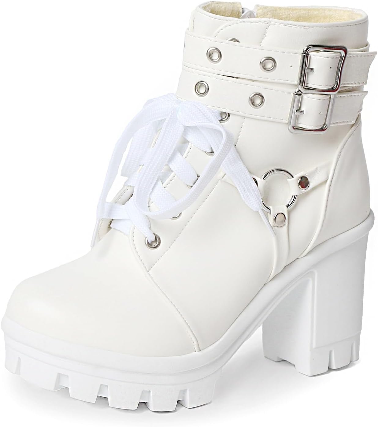 Cathedral Rivet Platform Boots – Buckled Goth Combat Booties - Noctura