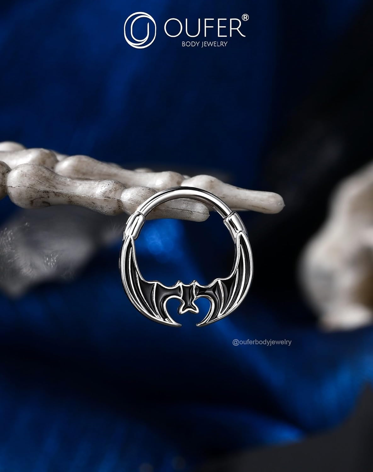 Orange Black Red Bat Segment Ring 16G 10MM – Gothic Halloween Clicker Hoop for Septum, Daith, Conch – Surgical Steel Non-Dangle Nose Jewelry