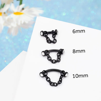 3 Pcs 316L Stainless Steel 16G Tragus Helix Rook Piercing Jewelry with Chain, Cartilage Earrings for Women, Belly Button Ring Vertical Labret Lip Piercing Jewelry