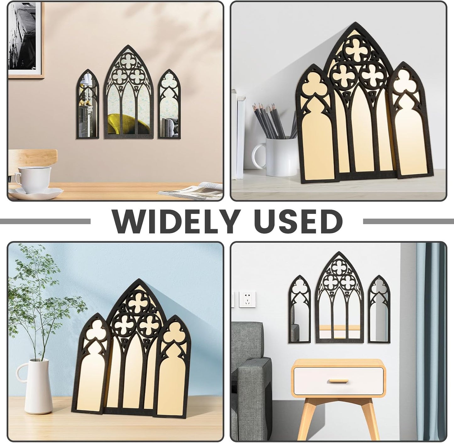 3-Pack Gothic Arched Wall Mirrors